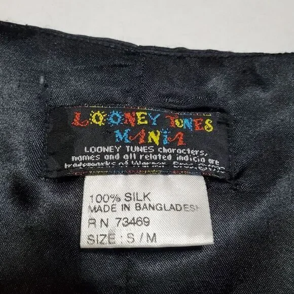 Vintage 1993 Looney Tunes 100% Silk Vest Mania Size S Tweety Bugs Taz Daffy Mens - Picture 6 of 7